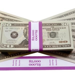 $2K PROP MONEY - NEW STYLE 20 AMERICAN DOLLAR STACK (100 FULL PRINT FAKE DOLLAR BILLS)