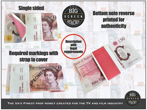 £5,000 PROP MONEY STACK / £50 NOTES / 2021 - PRESENT EDITION - Image 3