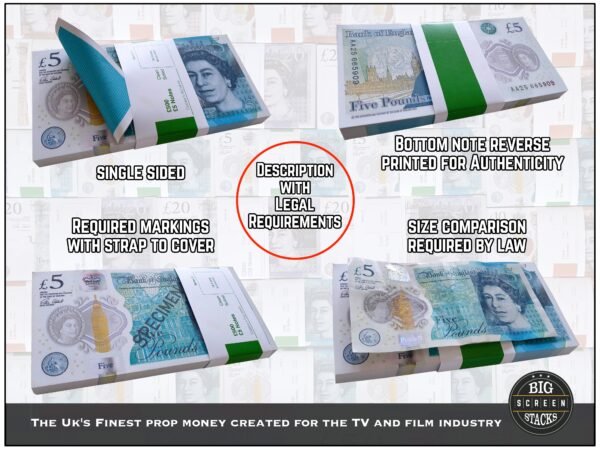£500 PROP MONEY STACK / £5 NOTES / 2016 - PRESENT EDITION - Image 4